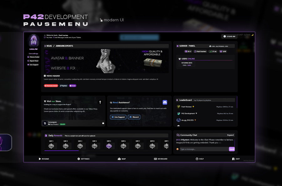 Screenshot of the FiveM PauseMenu Script