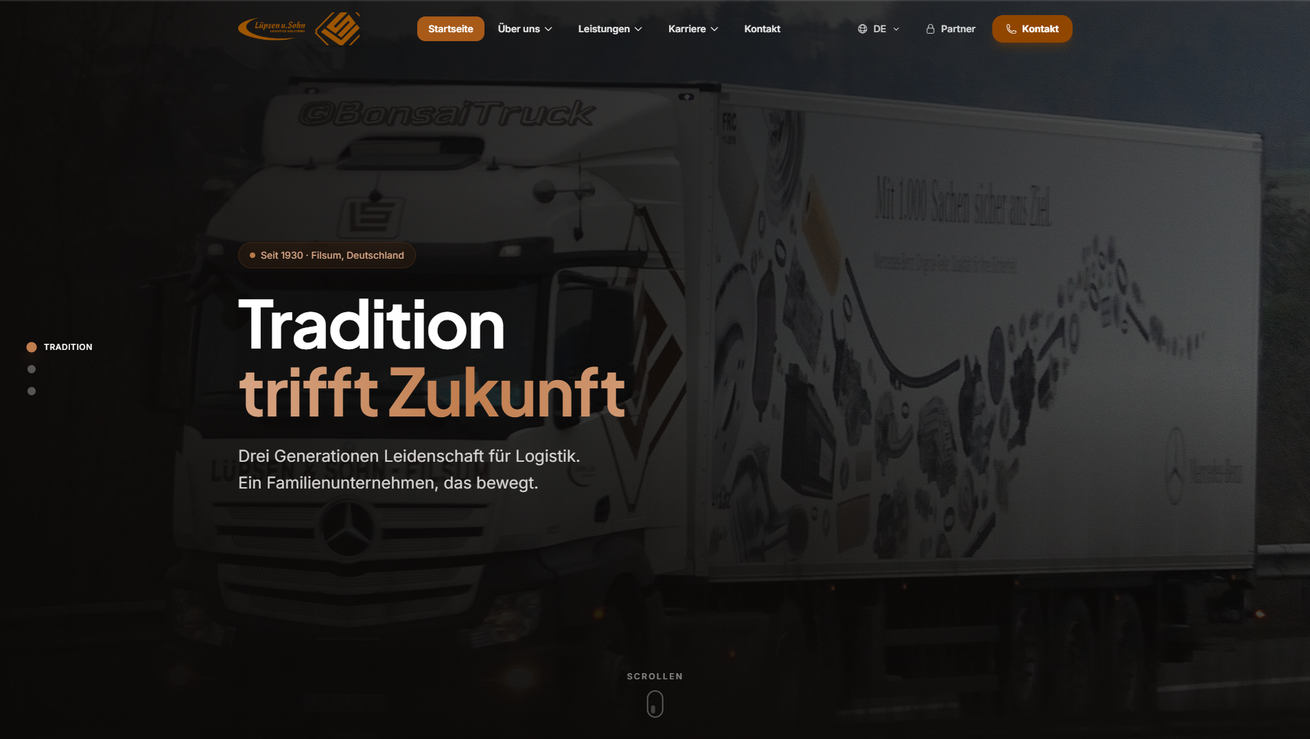 Screenshot of the Focko Lüpsen & Sohn logistics website homepage